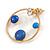Gold Tone Hoop Front Back Earrings with Blue Enamel Disk - 30mm Diameter - view 5