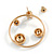 Gold Tone Hoop Front Back Earrings with Blue Enamel Disk - 30mm Diameter - view 6