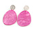 Statement Pink Acrylic Curvy Oval Drop Earrings In Matt Silver Tone - 65mm L - view 3