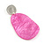Statement Pink Acrylic Curvy Oval Drop Earrings In Matt Silver Tone - 65mm L - view 5