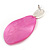 Statement Pink Acrylic Curvy Oval Drop Earrings In Matt Silver Tone - 65mm L - view 6