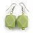 Pastel Green  Faceted Resin Bead Drop Earrings with Silver Tone Closure - 40mm Long - view 3