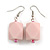 Pastel Pink Faceted Resin Bead Drop Earrings with Silver Tone Closure - 40mm Long - view 3