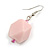 Pastel Pink Faceted Resin Bead Drop Earrings with Silver Tone Closure - 40mm Long - view 4