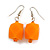 Melon Orange Faceted Resin Bead Drop Earrings with Silver Tone Closure - 40mm Long - view 3