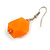 Melon Orange Faceted Resin Bead Drop Earrings with Silver Tone Closure - 40mm Long - view 5