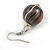 Brown/ Black/ White Colour Fusion Wood Bead Drop Earrings with Silver Tone Closure - 40mm Long - view 5