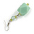 Long Pastel Green/ Mint Green Faceted Acrylic/ Lime Green Glass Bead Drop Earrings with Silver Tone Closure - 60mm Long - view 4