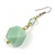 Long Pastel Green/ Mint Green Faceted Acrylic/ Lime Green Glass Bead Drop Earrings with Silver Tone Closure - 60mm Long - view 5