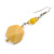 Long Pale Yellow Faceted Resin/ Lemon Yellow Glass Bead Drop Earrings with Silver Tone Closure - 60mm Long - view 5
