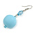 Large Pastel Blue Resin/ Sky Blue Glass Bead Ball Drop Earrings In Silver Tone - 70mm Long - view 5
