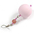 Large Pastel Pink Resin/ Milky Pink Glass Bead Ball Drop Earrings In Silver Tone - 70mm Long - view 4
