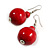 Red Wood Bead Drop Earrings - 50mm Long - view 4