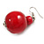 Red Wood Bead Drop Earrings - 50mm Long - view 6