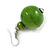 Lime Green Wood Bead Drop Earrings - 50mm Long - view 4