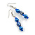 Blue Glass and Shell Bead Drop Earrings with Silver Tone Closure - 6cm Long - view 4