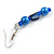 Blue Glass and Shell Bead Drop Earrings with Silver Tone Closure - 6cm Long - view 5