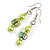 Lime/ Green Glass and Shell Bead Drop Earrings with Silver Tone Closure - 6cm Long - view 3
