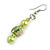Lime/ Green Glass and Shell Bead Drop Earrings with Silver Tone Closure - 6cm Long - view 4