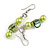 Lime/ Green Glass and Shell Bead Drop Earrings with Silver Tone Closure - 6cm Long - view 5