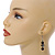 Black Glass and Shell Bead Drop Earrings with Silver Tone Closure - 6cm Long - view 2