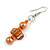 Orange/ Peach Glass and Shell Bead Drop Earrings with Silver Tone Closure - 6cm Long - view 4