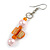 Pale Pink Glass and Orange Shell Bead Drop Earrings with Silver Tone Closure - 6cm Long - view 4