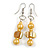 Yellow Glass and Shell Bead Drop Earrings with Silver Tone Closure - 6cm Long - view 3