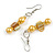 Yellow Glass and Shell Bead Drop Earrings with Silver Tone Closure - 6cm Long - view 5