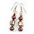 Brown/ Orange Glass and Shell Bead Drop Earrings with Silver Tone Closure - 6cm Long - view 3