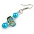 Turquoise Blue Glass and Shell Bead Drop Earrings with Silver Tone Closure - 6cm Long - view 5