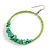 50mm Lime Green Large Glass, Faux Pearl Bead, Semiprecious Stone Hoop Earrings In Silver Tone - view 5