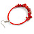 50mm Fire Red Large Glass, Faux Pearl Bead, Semiprecious Stone Hoop Earrings In Silver Tone - view 7