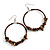 50mm Brown Large Glass, Faux Pearl Bead, Semiprecious Stone Hoop Earrings In Silver Tone - view 4