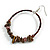 50mm Brown Large Glass, Faux Pearl Bead, Semiprecious Stone Hoop Earrings In Silver Tone - view 7