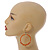 50mm Orange/ Peach Large Glass, Faux Pearl Bead, Semiprecious Stone Hoop Earrings In Silver Tone - view 2