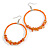 50mm Orange/ Peach Large Glass, Faux Pearl Bead, Semiprecious Stone Hoop Earrings In Silver Tone - view 4