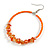 50mm Orange/ Peach Large Glass, Faux Pearl Bead, Semiprecious Stone Hoop Earrings In Silver Tone - view 5