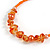 50mm Orange/ Peach Large Glass, Faux Pearl Bead, Semiprecious Stone Hoop Earrings In Silver Tone - view 6