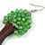 Green Glass Bead Brown Wood Tree Drop Earrings - 70mm Long - view 5