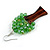 Green Glass Bead Brown Wood Tree Drop Earrings - 70mm Long - view 6