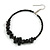 50mm Black Large Glass, Faux Pearl Bead, Semiprecious Stone Hoop Earrings In Silver Tone - view 5