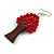 Red Glass Bead Brown Wood Tree Drop Earrings - 70mm Long - view 4