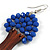 Blue Glass Bead Brown Wood Tree Drop Earrings - 70mm Long - view 6