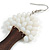 White Glass Bead Brown Wood Tree Drop Earrings - 70mm Long - view 5