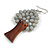 Grey Glass Bead Brown Wood Tree Drop Earrings - 70mm Long - view 5
