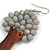 Grey Glass Bead Brown Wood Tree Drop Earrings - 70mm Long - view 6
