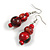 Red/ Black/ Golden Colour Fusion Wood Bead Drop Earrings with Silver Tone Closure - 55mm Long
