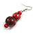 Red/ Black/ Golden Colour Fusion Wood Bead Drop Earrings with Silver Tone Closure - 55mm Long - view 4
