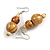 Natural/ Brown Colour Fusion Wood Bead Drop Earrings with Silver Tone Closure - 55mm Long - view 5